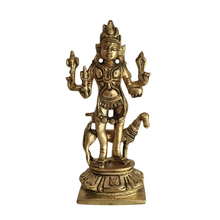 Powerful Brass Kala Bhairava Idol with Dog - Protector Deity Sculpture   Brass Ware