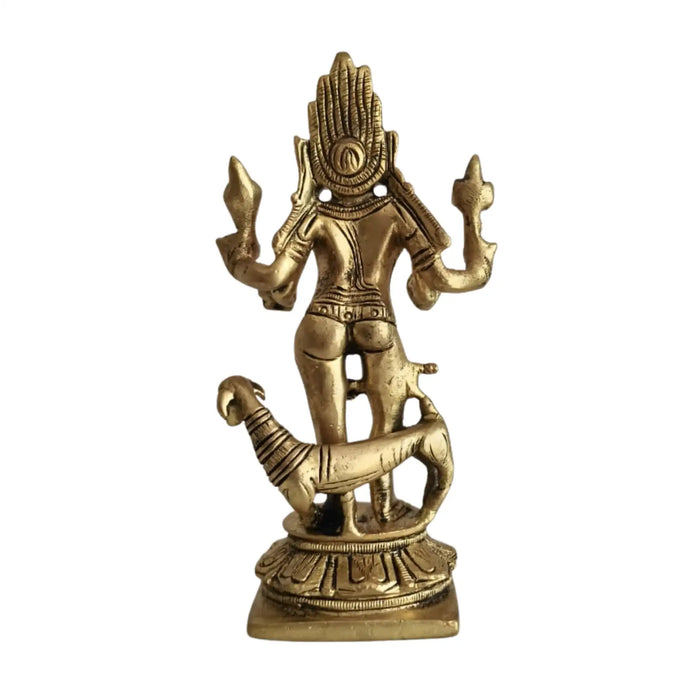 Powerful Brass Kala Bhairava Idol with Dog - Protector Deity Sculpture   Brass Ware