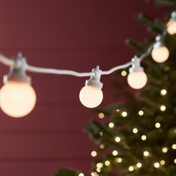 Pro Connect 25m 50 Warm White Connectable Festoon Lights White Cable