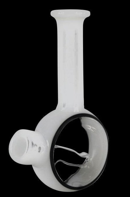 A side view of the Pulsar Pocket Bubbler, showcasing its clear glass construction and compact size.