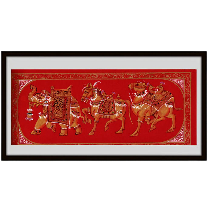 Rajasthan Mughal style Procession Miniature painting   Paintings