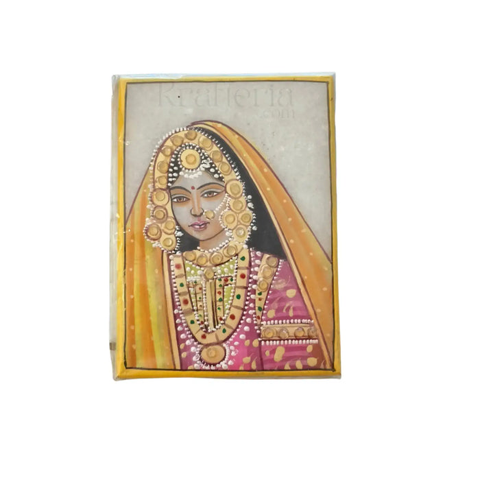 Rajasthani Golden Princess Marbel Painting   Paintings