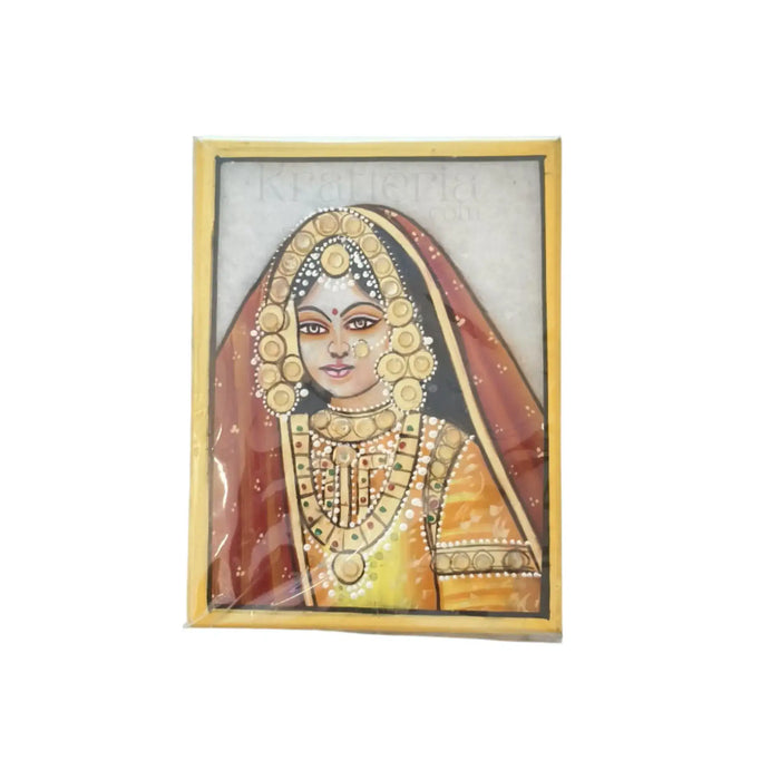 Rajasthani Golden Princess Marbel Painting   Paintings