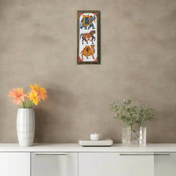 Rajasthani Miniature Panel - Ceremonial Animals   Paintings