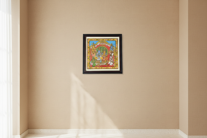 Rama Sita Cheriyal painting from Telangana, traditional folk art wall decor.