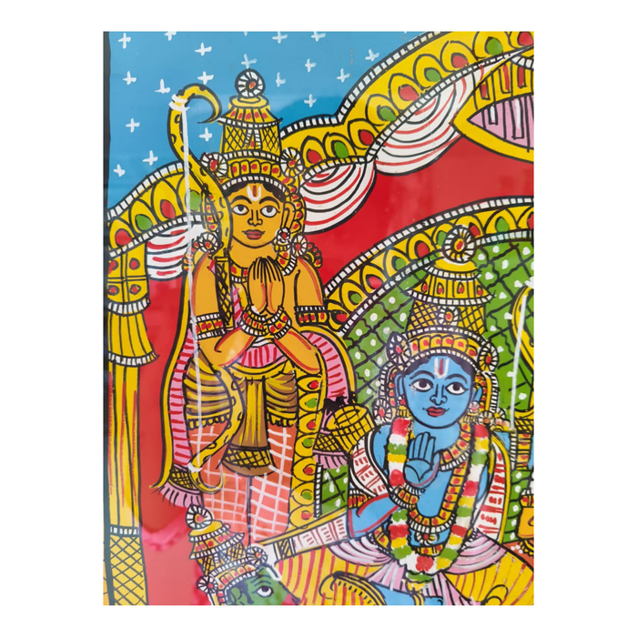 Rama Sita Cheriyal painting of traditional Telangana folk art wall decor.