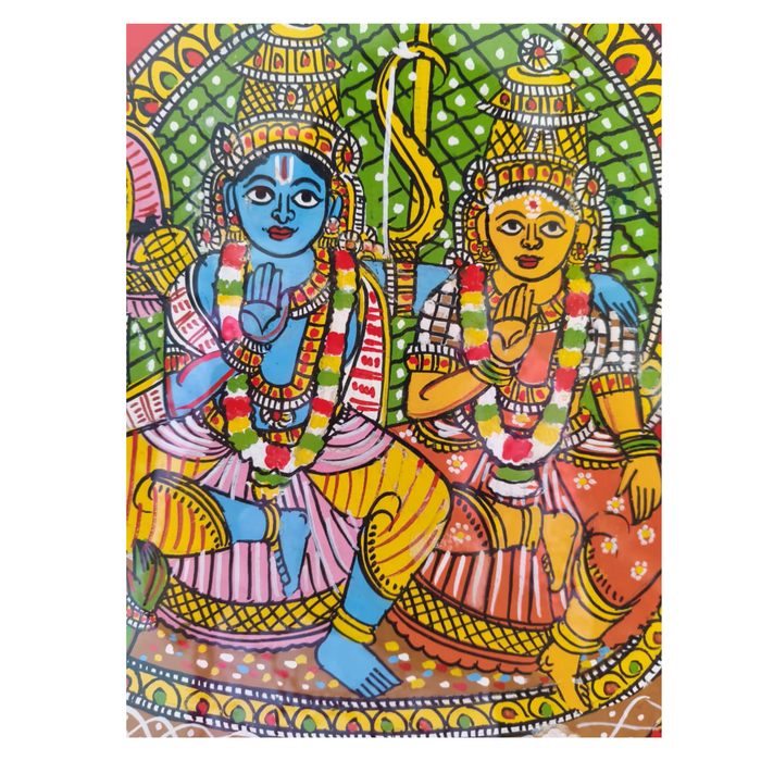 Rama Sita Cheriyal painting, a traditional Telangana folk art piece for wall decor.