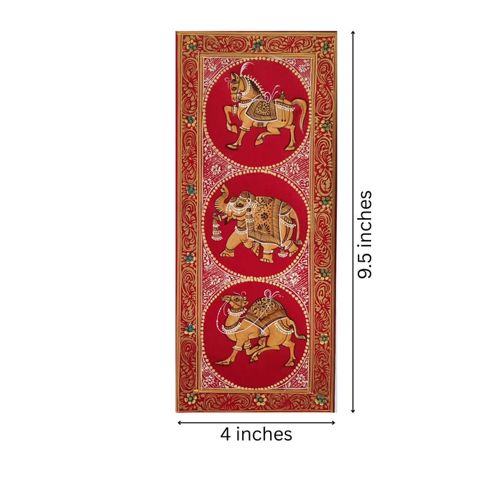 Regal Animalia - A Triptych of Indian Processionals Miniature Painting   Paintings
