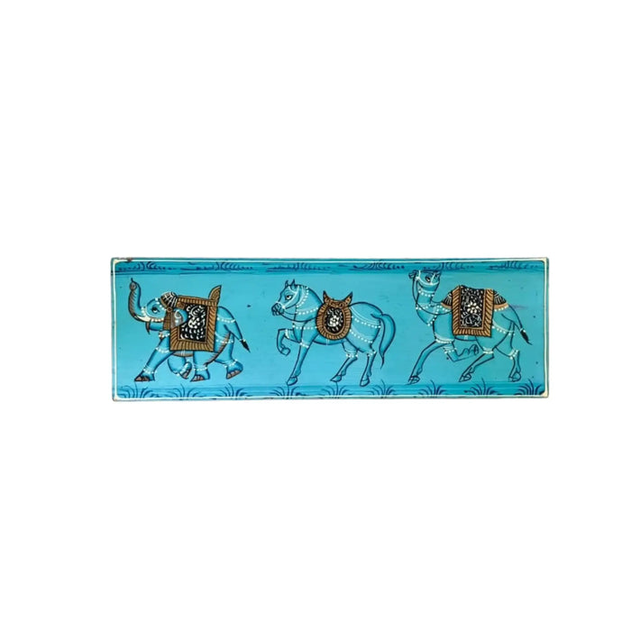 Regal Elephant, Horse, and Camel - Hand-Painted Rajasthani Art Wooden Box   Wood Decorative