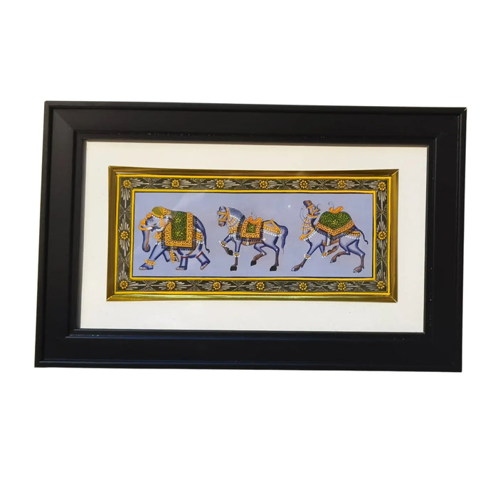 Regal Procession of the Royal Steeds – A Rajasthani Miniature   Paintings