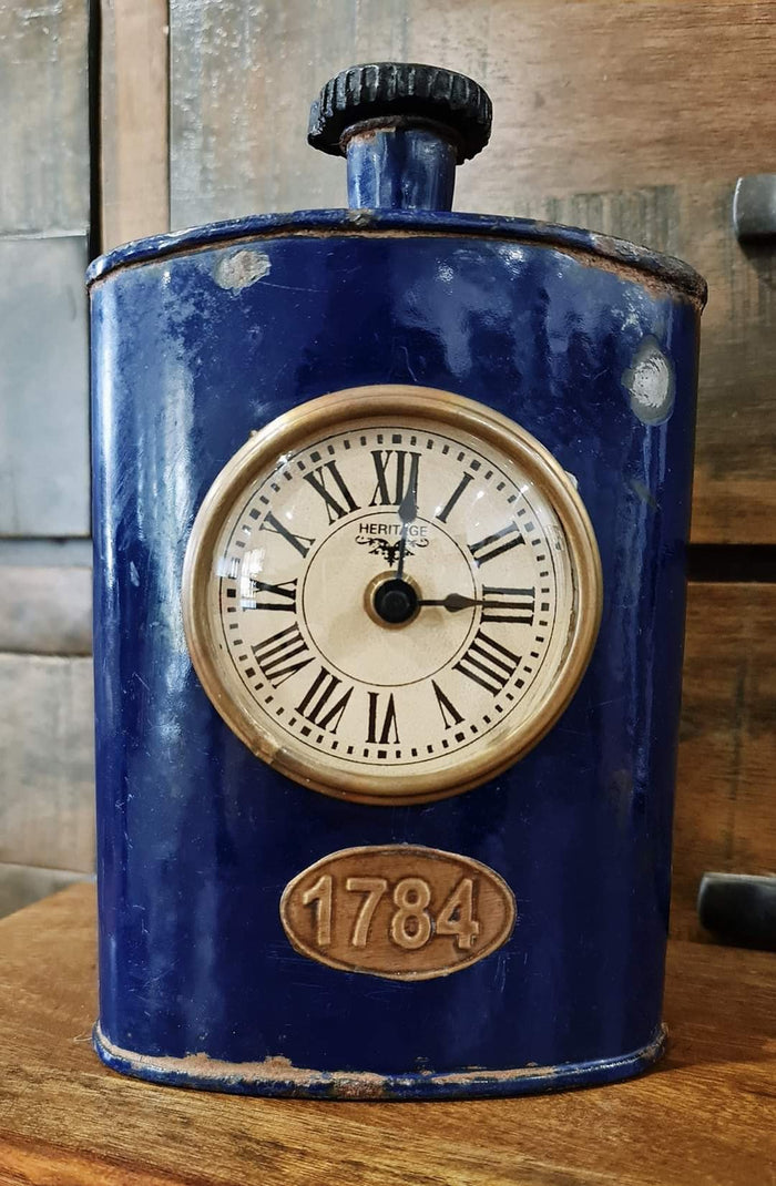 REPURPOSED IRON DRINK FLASK - TABLE CLOCK