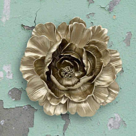 RESIN PEONY WALL ART - GOLD