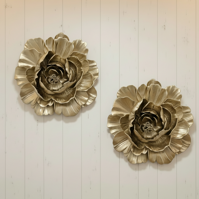 RESIN PEONY WALL ART - GOLD