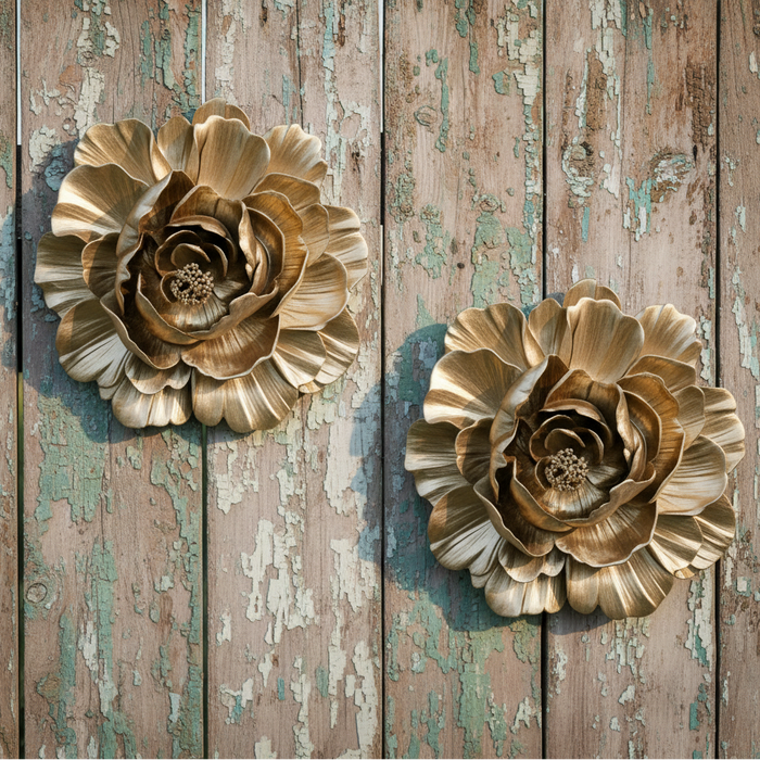 RESIN PEONY WALL ART - GOLD