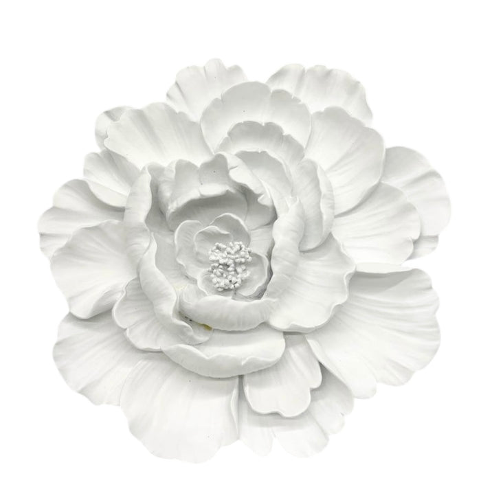 RESIN PEONY WALL ART - WHITE