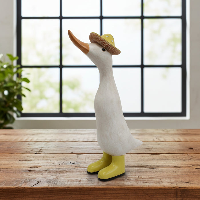 RESIN QUACKER DUCK IN HAT & BOOTS - YELLOW