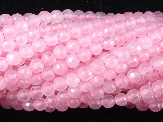 Rose Quartz, 4mm (4.5 mm) Faceted Round Beads-BeadBasic