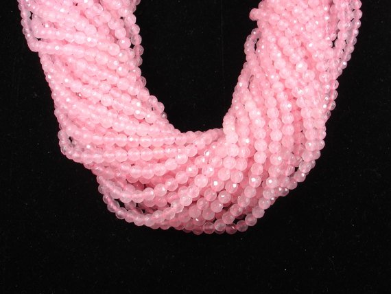 Rose Quartz, 4mm (4.5 mm) Faceted Round Beads-BeadBasic