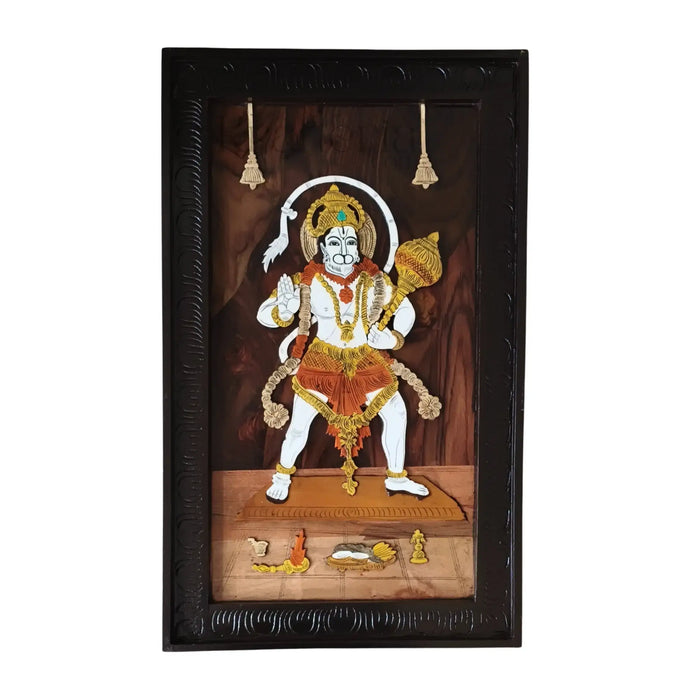 Rosewood Hanuman inlay panel featuring Lord Hanuman with his Gada.