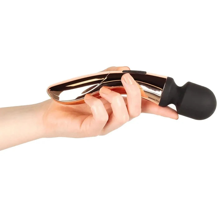 EDC Wholesale Rosy Gold Nouveau Curve Wand Vibrator – 10-Speed Rechargeable Massager Rose