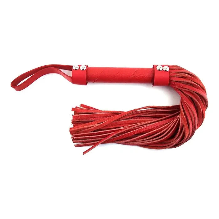 Rouge Garments® Garments H-Style Short Leather Flogger with Hand Loop Red