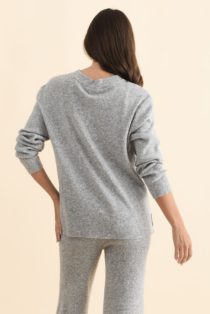Ruby Grey Knit Jumper,Brunette model,alt text|model:MJ