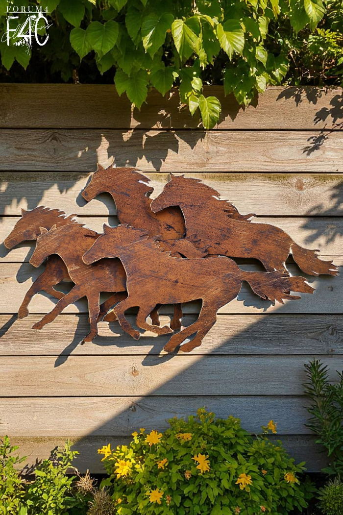 RUNNING HORSES 3D METAL WALL DECOR