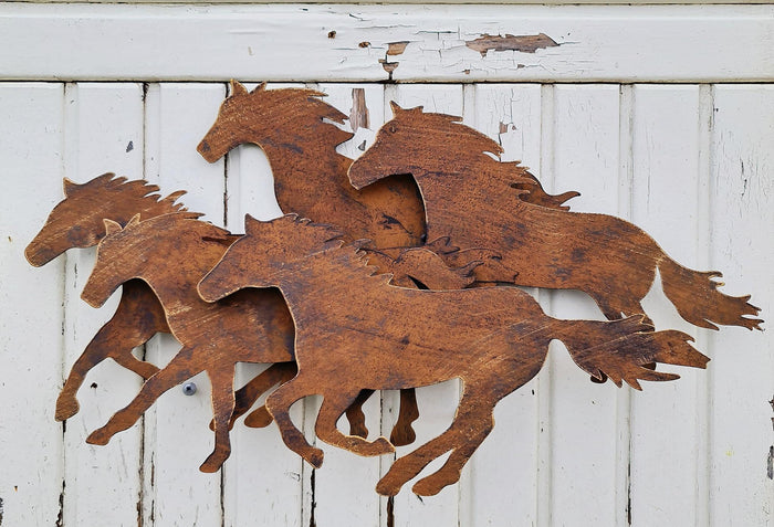 RUNNING HORSES 3D METAL WALL DECOR