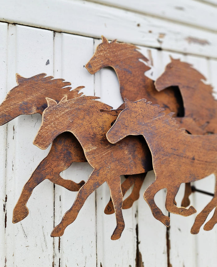 RUNNING HORSES 3D METAL WALL DECOR