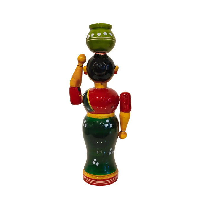 Rural Grace – Handcrafted Village Woman   Etikoppaka Lacquerware