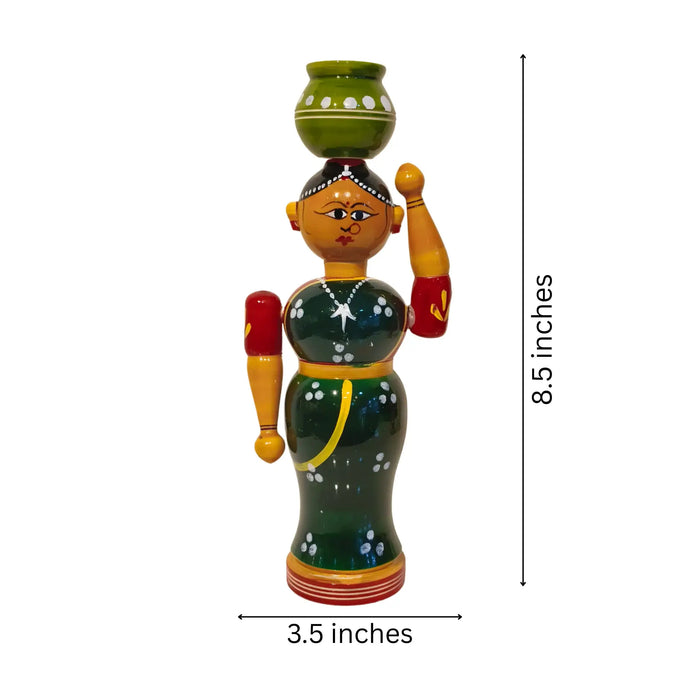 Rural Grace – Handcrafted Village Woman   Etikoppaka Lacquerware