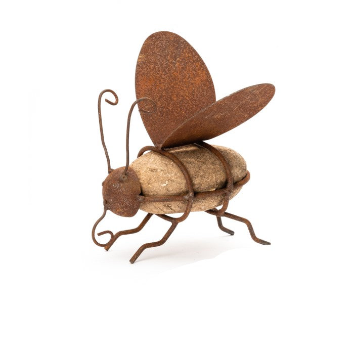 RUST & POLYRESIN ROCK BEE ORNAMENT