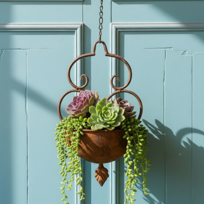 RUSTIC ELEGANT HANGING BIRD FEEDER RUST