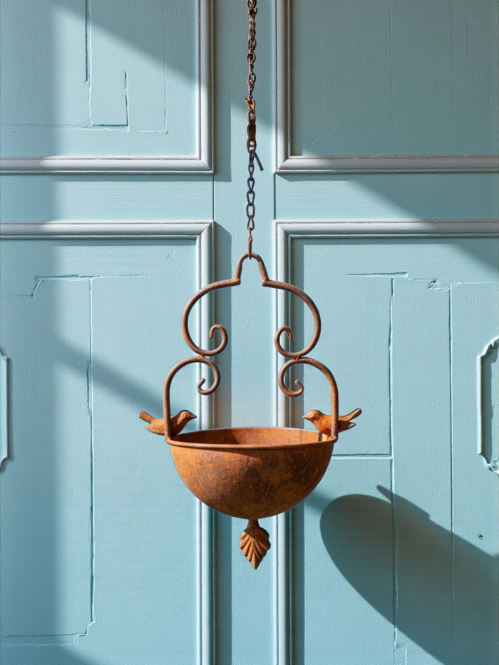 RUSTIC ELEGANT HANGING BIRD FEEDER RUST