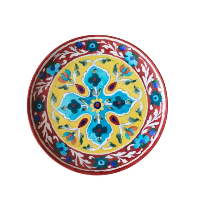Rustic Red and Yellow Floral Cross Decorative Wall Plate   Pottery