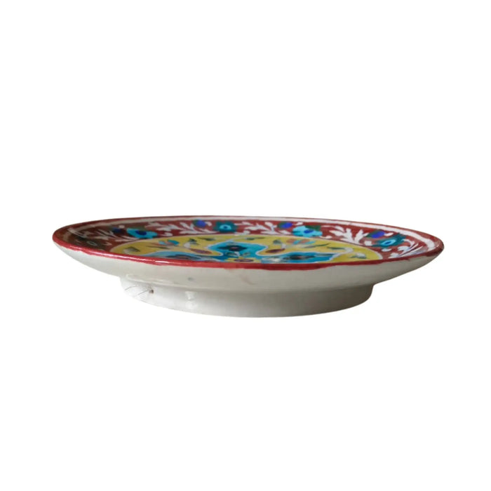 Rustic Red and Yellow Floral Cross Decorative Wall Plate   Pottery