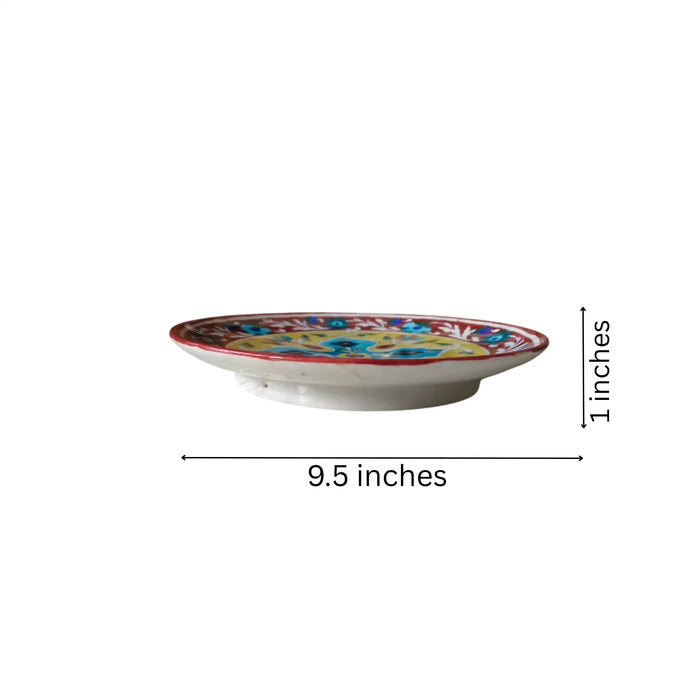 Rustic Red and Yellow Floral Cross Decorative Wall Plate   Pottery