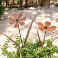 RUSTY 2PC SET FLOWER GARDEN STAKES