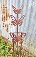 RUSTY BUTTERFLIES ROCKING TOPIARY WITH BALL
