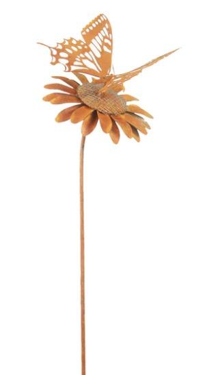 RUSTY BUTTERFLY ON FLOWER GARDEN STAKE