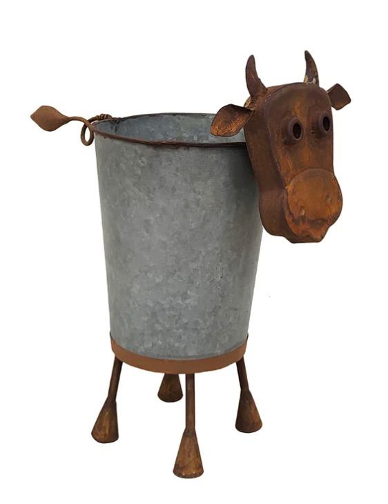 RUSTY & GALVANIZED MOO COW PLANTER