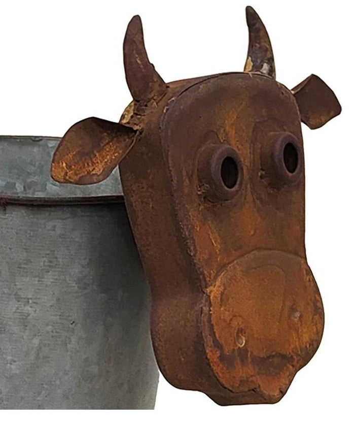 RUSTY & GALVANIZED MOO COW PLANTER