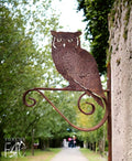 RUSTY GARDEN WALL HOOK WITH OWL