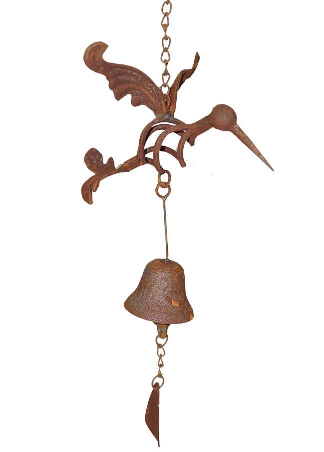 RUSTY HANGING HUMMINGBIRD WITH BELL