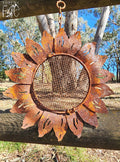 RUSTY HANGING SUNFLOWER BIRD FEEDER / PLANTER