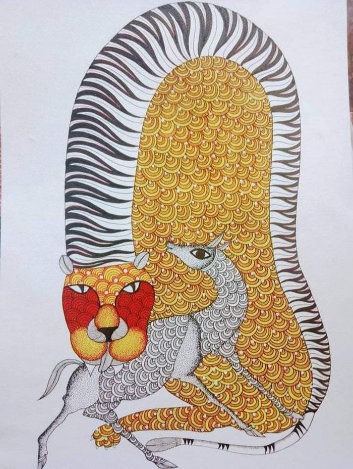 Sacred Bond of Unity and Nature - Gond Painting   Paintings