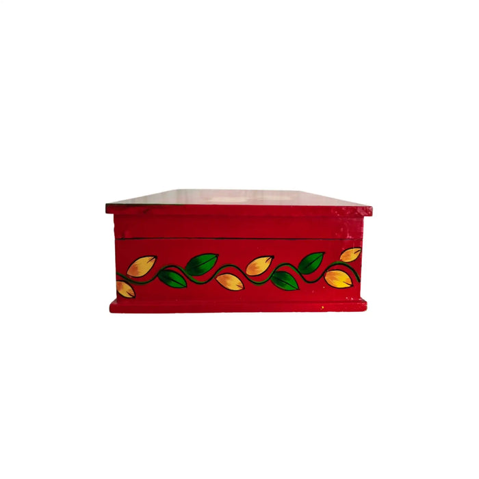 Sacred Cows and Lotus Flowers - Traditional Indian Pichwai Art Wooden Box   Wood Decorative