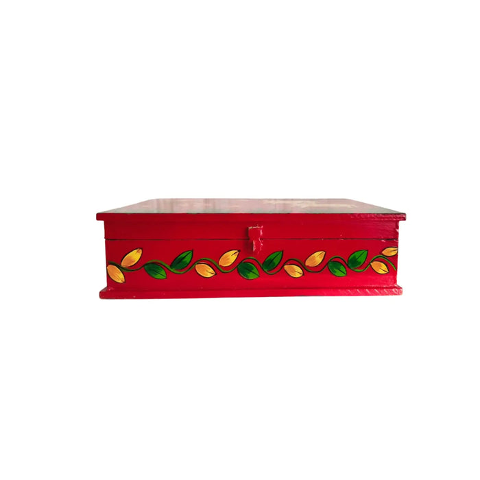 Sacred Cows and Lotus Flowers - Traditional Indian Pichwai Art Wooden Box   Wood Decorative