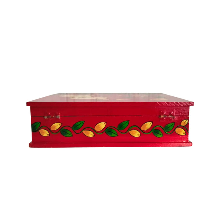 Sacred Cows and Lotus Flowers - Traditional Indian Pichwai Art Wooden Box   Wood Decorative