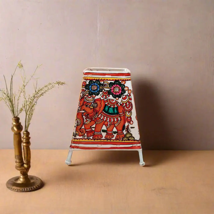 Sacred Elephant with Floral Motifs – Leather Shadow Art | Bed Lamp   Leather Paintings